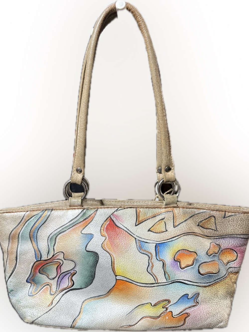 P035- Multicolor artistic leather purse- hand painted design